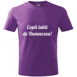 Tricou mov copii- Copil iubit de Dumnezeu!